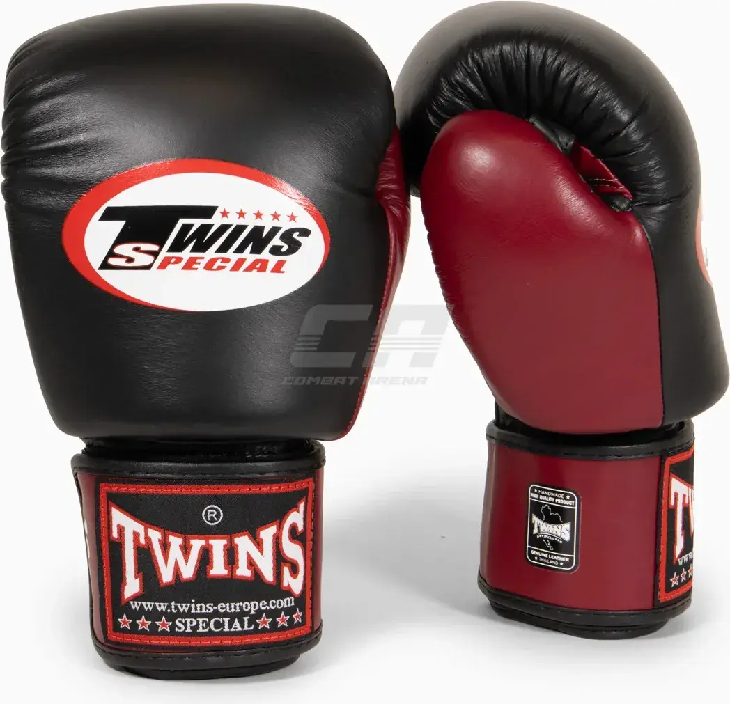Guantes muay thai Twins Special BGVL3 negro-burdeos DE VIDRIO