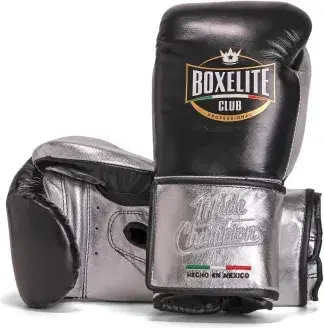 Guantes de boxeo boxelite club " training mx" premium negro/plata velcro