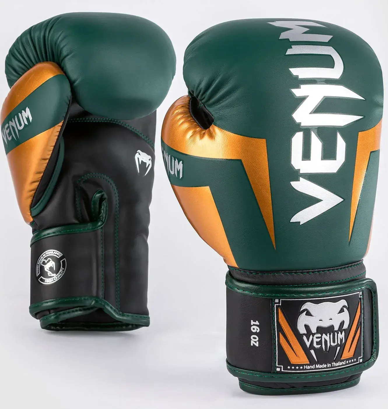 Guantes de boxeo Venum elite 1392 VERDE-BRONCE-PLATA-612