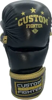Guantillas de MMA custom fighter para sparring "gold star" negras